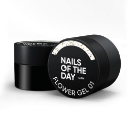 NAILSOFTHEDAY Build gel Flower 01 - przezroczysty żel budujący z kwiatami, 15 ml