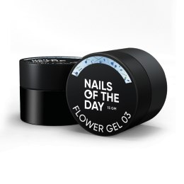 NAILSOFTHEDAY Build gel Flower 03 — блакитний будівельний гель з сухими квіточками, 15 мл