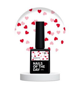 NAILSOFTHEDAY Kupidon top 01 - top with red ta pink hearts without a sticky layer, 10 ml