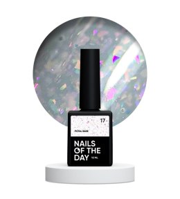 NAILSOFTHEDAY Potal base 17 – delicate-milky base with holographic petals, 10 ml