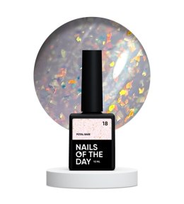 NAILSOFTHEDAY Potal base 18 – delicate-milky base with holographic petals, 10 ml