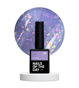 NAILSOFTHEDAY Potal base 20 – jasno-liliowa baza z holograficznymi płatkami, 10 ml