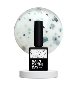 NAILSOFTHEDAY Potal base 30 – milky base with black and green glitter, 10 ml