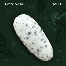 NAILSOFTHEDAY Potal base 30 – milky base with black and green glitter, 10 ml