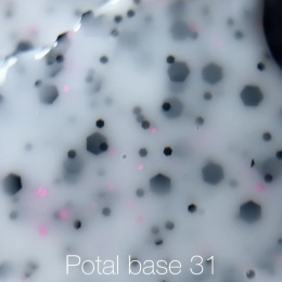 NAILSOFTHEDAY Potal base 31 – milky base with black and pink glitter, 10 ml