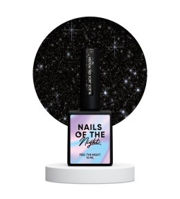 NAILSOFTHENIGHT Black Jack - czarno-srebrny lakier hybrydowy z odblaskową drobinką, 10 ml