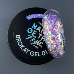 NAILSOFTHENIGHT Brokat gel 01 — фіолетовий гель для дизайну з блискітками, 5 г