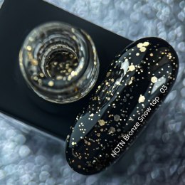 NAILSOFTHENIGHT Bronze Snow top 03 — топ з бронзовими шестиграниками різних розмірів без липкого шару, 10 мл