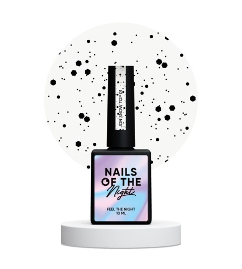 NAILSOFTHENIGHT Jon Snow - top bez lepkiej warsztwy z nieregularnymi czarnymi cząsteczkami, 10 ml