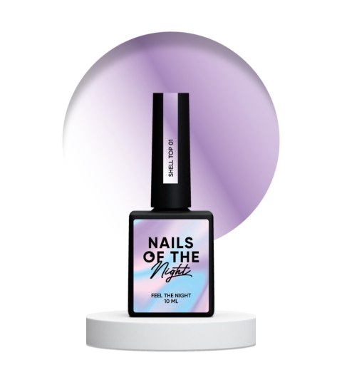 NAILSOFTHENIGHT Shell top 01 – перламутровий топ з ліловою втиркою без липкого шару, 10 мл