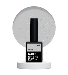 NAILSOFTHEDAY Party top 03 - transparent top coat with holographic particles, without sticky layer and without UV filter, 10 ml