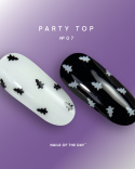 NAILSOFTHEDAY Party top 07 – przezroczysty top z czarnymi i białymi choinkami, bez lepkiej warstwy, 10 ml.