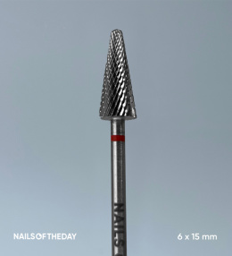 NAILSOFTHEDAY carbide nail drill bit - red cone 6x15 mm