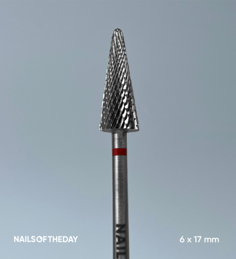 NAILSOFTHEDAY carbide nail drill bit - red cone 6x17 mm