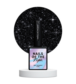 NAILSOFTHENIGHT Deniels - pigmented black gel polish with a silver reflective particle, 10 ml