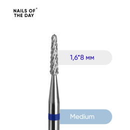 NAILSOFTHEDAY Blue Carbide Nail Drill Bit for Tunnel Shaping 1.6 x 8 mm