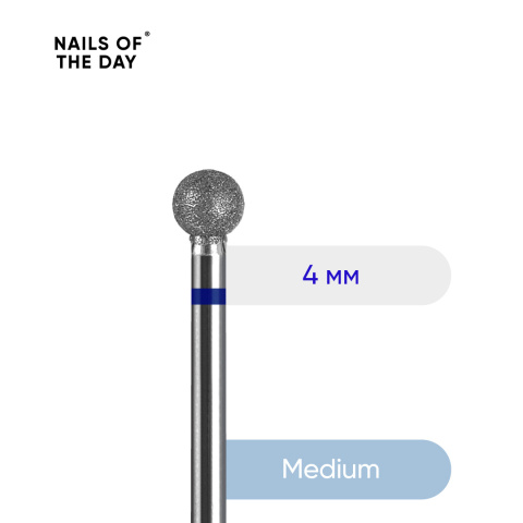 NAILSOFTHEDAY frez diamentowy - kulka niebieska 4 mm
