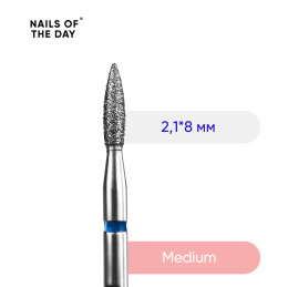 NAILSOFTHEDAY diamond drill bit - flame blue 2,1 x 8 mm