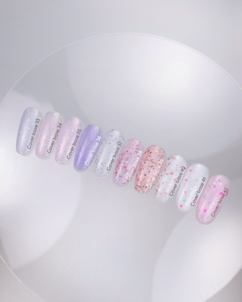 NAILSOFTHEDAY Cover base 36 – jasno-liliowa baza z holograficznymi płatkami, 10 ml