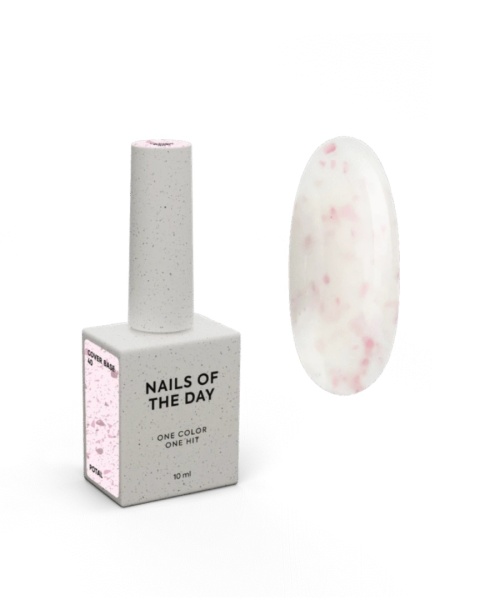 NAILSOFTHEDAY Cover base 40 – mleczna baza z różowymi płatkami, 10 ml