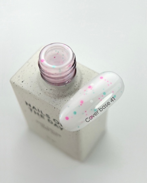 NAILSOFTHEDAY Cover base 41 – milky base with neon glitter, 10 ml
