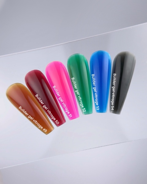 NAILSOFTHEDAY Builder gel 50 Vitrage - czerwony witrażowy żel budujący, 15 ml