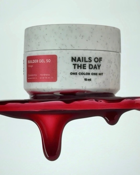 NAILSOFTHEDAY Builder gel 50 Vitrage - czerwony witrażowy żel budujący, 15 ml