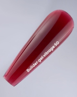 NAILSOFTHEDAY Builder gel 50 Vitrage - czerwony witrażowy żel budujący, 15 ml