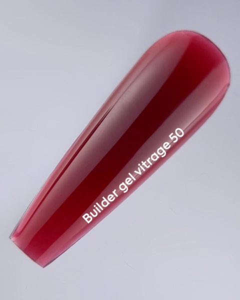 NAILSOFTHEDAY Builder gel 50 Vitrage - czerwony witrażowy żel budujący, 15 ml