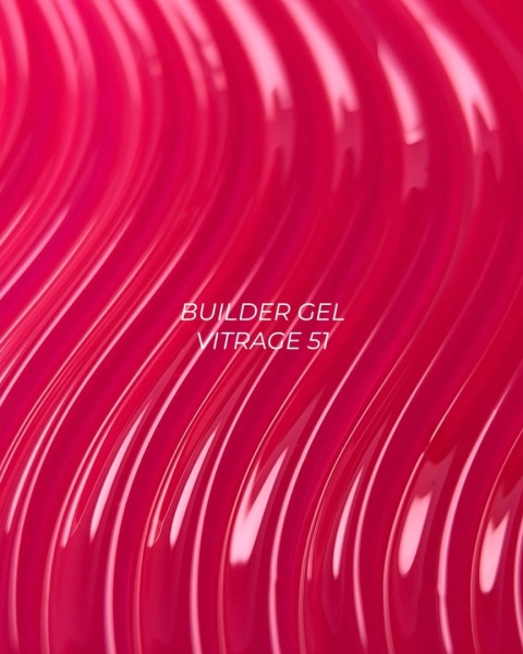 NAILSOFTHEDAY Builder gel 51 Vitrage - яскраво-рожевий вітражний гель, 15 мл