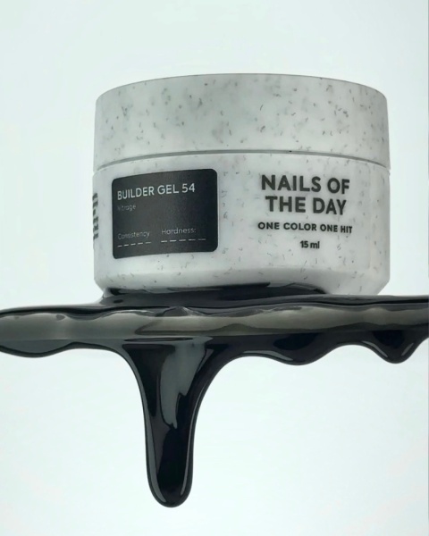 NAILSOFTHEDAY Builder gel 54 Vitrage - czarny witrażowy żel budujący, 15 ml