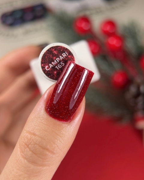 NAILSOFTHEDAY Campari Gel Polish - intensywnie czerwony lakier hybrydowy z odblaskową drobinką, 10 ml