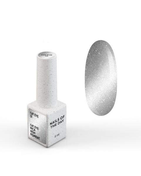 NAILSOFTHEDAY Cat Eye Gel Polish 01 – srebrno-szary lakier hybrydowy z efektem "kocie oko", 6 ml