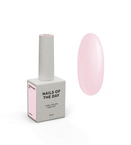 NAILSOFTHEDAY Cover base NEW 28 - translucent powder-pink base with silver shimmer, 10 ml