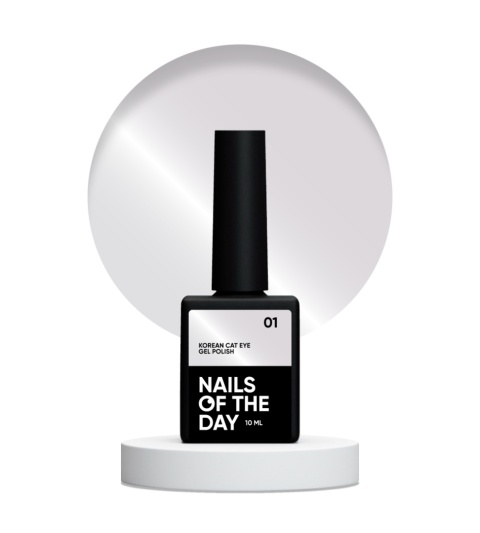 NAILSOFTHEDAY Korean cat eye 01 – jasnoszary lakier hybrydowy z efektem "kocie oko", 10 ml