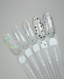 NAILSOFTHEDAY Party top 08 – przezroczysty top z holograficznymi kieliszkami, bez lepkiej warstwy, 10 ml.