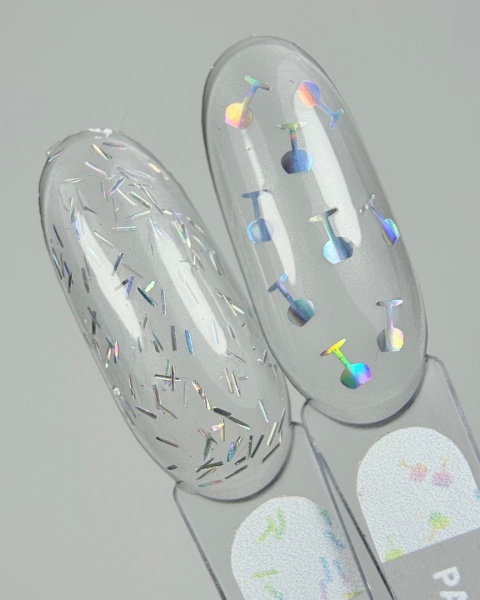 NAILSOFTHEDAY Party top 08 – przezroczysty top z holograficznymi kieliszkami, bez lepkiej warstwy, 10 ml.