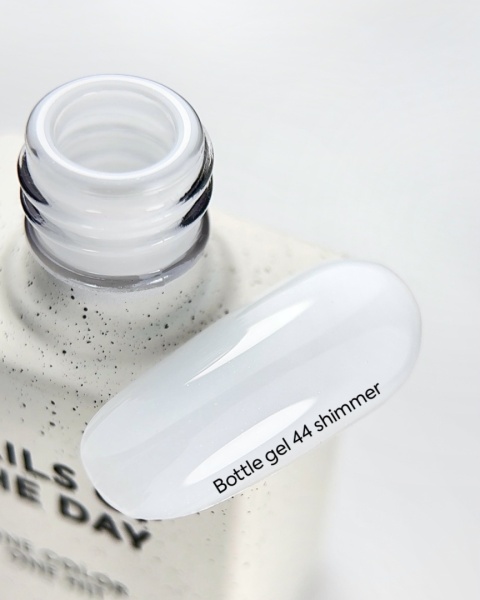 NAILSOFTHEDAY Bottle gel 44 - biały ze srebrną drobinką żel do wzmocnienia paznokci, 10 ml