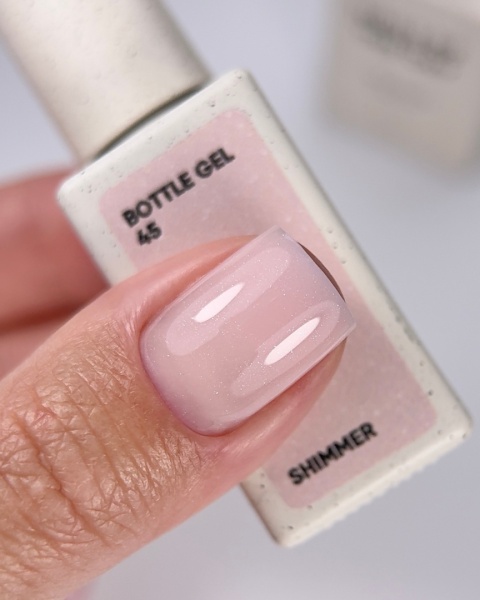 NAILSOFTHEDAY Bottle gel 45 - beżowy ze srebrną drobinką żel do wzmocnienia paznokci, 10 ml