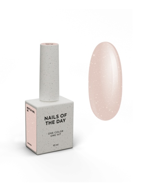 NAILSOFTHEDAY Bottle gel 45 - beżowy ze srebrną drobinką żel do wzmocnienia paznokci, 10 ml