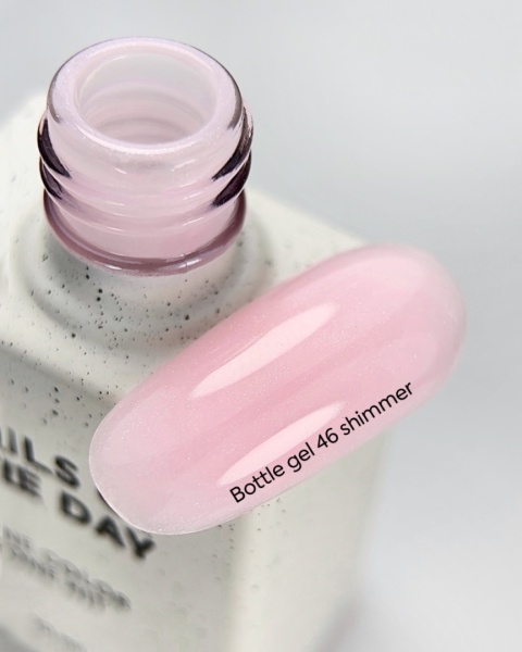 NAILSOFTHEDAY Bottle gel 46 - jasnoróżowy ze srebrną drobinką żel do wzmocnienia paznokci, 10 ml