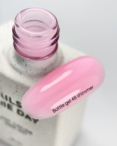 NAILSOFTHEDAY Bottle gel 48 - intensywny róż ze srebrną drobinką żel do wzmocnienia paznokci, 10 ml