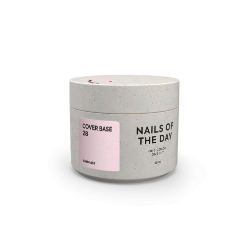 NAILSOFTHEDAY Cover base 28 - półprzezroczysta pudrowo-różowa baza ze srebrną drobinką, 30 ml