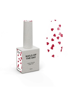 NAILSOFTHEDAY Kupidon top 02 - top z bordowymi serduszkami bez lepkiej warstwy, 10 ml