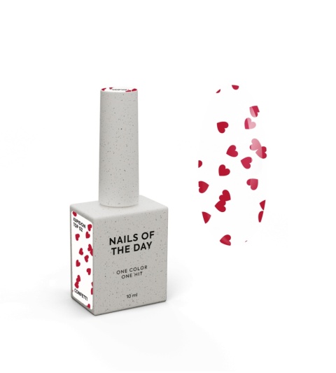 NAILSOFTHEDAY Kupidon top 02 - top z bordowymi serduszkami bez lepkiej warstwy, 10 ml