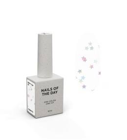 NAILSOFTHEDAY Party top 04 - pzezroczysty top z holograficznymi gwiazdkami, bez lepkiej warstwy, 10 ml
